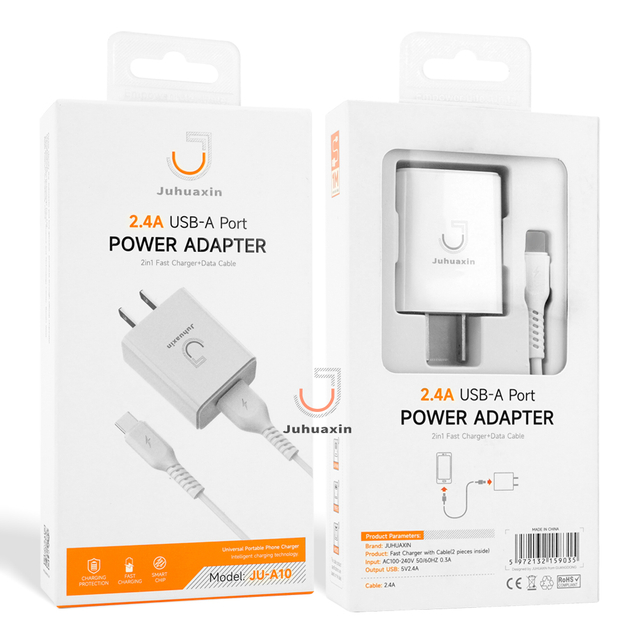 Juhuaxin Factory Certified High Quality Mobile Phone US Charger USB SET 2.1A-2.4A 12W Fast for Android Phones and Watches