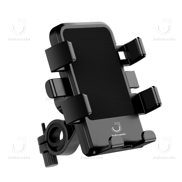 Juhuaxin Black Bike & Motorcycle Handlebar Phone Holder - 360°Adjustable with Four - Flaw Fixation, 5 - 7.2 Inches Compatible