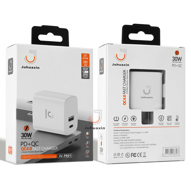 JUHUAXIN PR01 Hot Sale 30W QC4.0 Quick Charger Power Adapter for Mobile Phone
