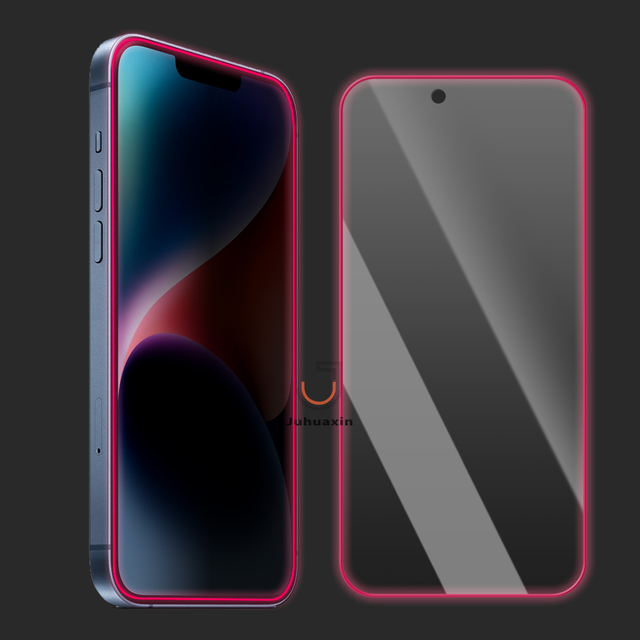 Juhuaxin Luminous Silicone Tempered Glass Privacy Fingerprint Unlock Tempered Glass Film Screen Protector